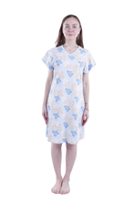 Load image into Gallery viewer, Women Short Sleeve Frill Dress - Blue Garden Flower
