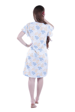 Load image into Gallery viewer, Women Short Sleeve Frill Dress - Blue Garden Flower
