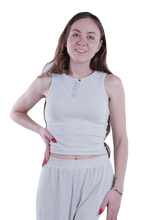 تحميل الصورة إلى عارض المعرض، Women Tank Top Rib Pajama - White Cap Gray
