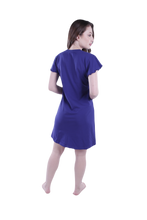 Load image into Gallery viewer, Women Short Sleeve Frill Dress - Blue Depths
