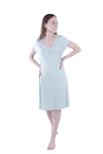 Load image into Gallery viewer, Women Short Sleeve Rib Dress - Cameo Green
