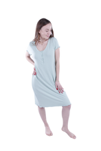 Load image into Gallery viewer, Women Short Sleeve Rib Dress - Cameo Green
