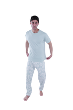 Load image into Gallery viewer, Men Lounge Pants - Green White Flower
