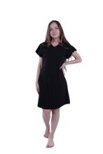 Load image into Gallery viewer, Women Short Sleeve Frill Dress - Moonless Night
