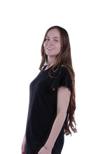 Load image into Gallery viewer, Women Short Sleeve Frill Dress - Moonless Night
