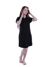 Load image into Gallery viewer, Women Short Sleeve Frill Dress - Moonless Night
