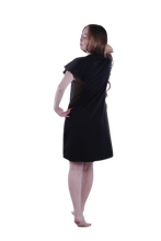 Load image into Gallery viewer, Women Short Sleeve Frill Dress - Moonless Night
