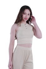 تحميل الصورة إلى عارض المعرض، Women Tank Top Rib Pajama - White Cap Gray
