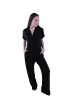 Load image into Gallery viewer, Women Short Sleeve Label Pajama with Pants - Moonless Night
