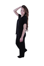 Load image into Gallery viewer, Women Short Sleeve Label Pajama with Pants - Moonless Night
