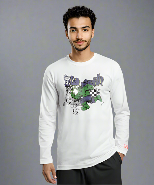 تي شيرت رجالي هالك إل إس أبيض