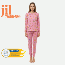 Load image into Gallery viewer, Woman LS PJ WITH PANTS  AOP/Prism Pink Flowers, Thermal light 100% Synthetic Knit
